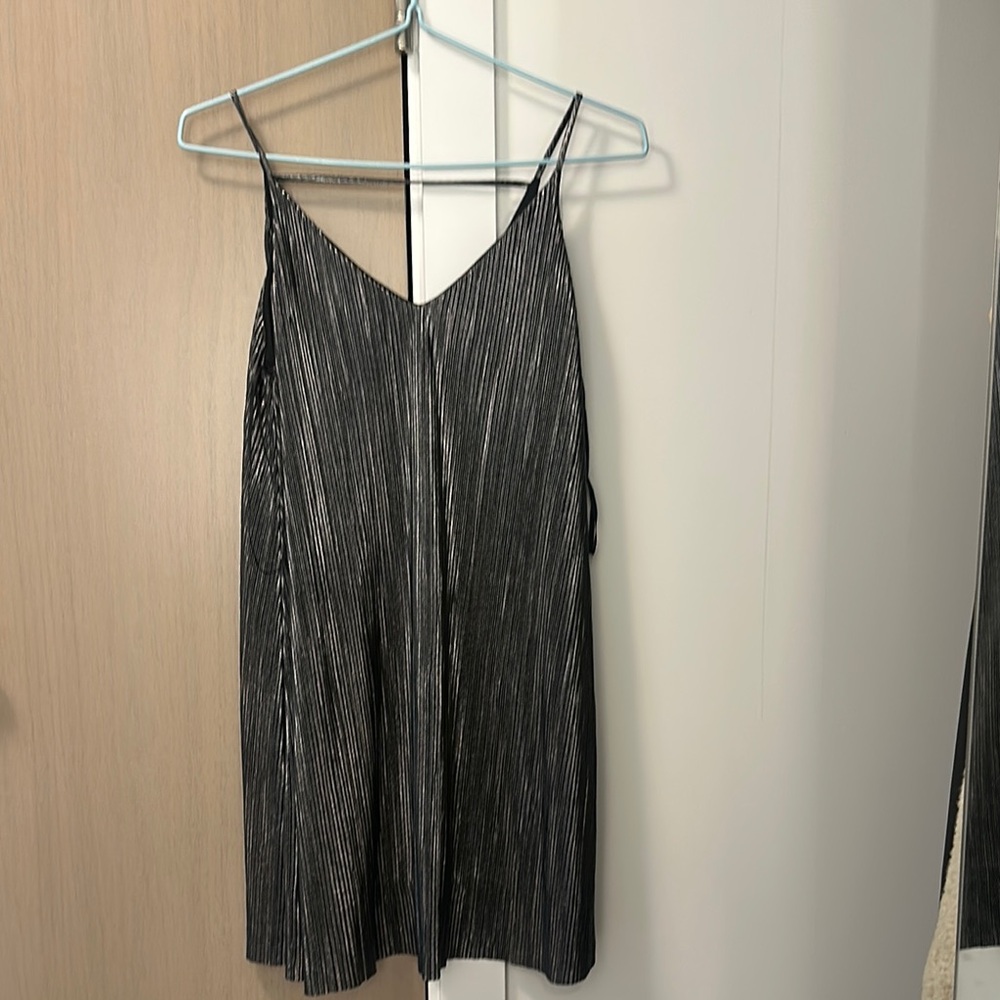 Los Angeles Apparel Black Pleated Slip Dress